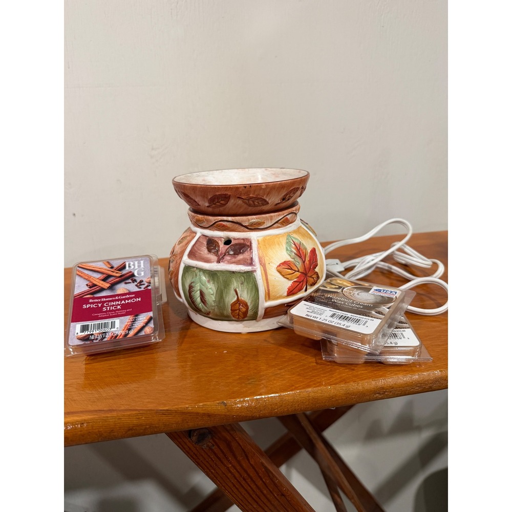 Fall Leaf Ceramic Electric Wax Warmer Bundle with 4 Packs Scented Wax Melts
